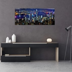 Egy kép a felhőkarcolók éjjel (120x50 cm)