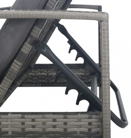 szürke polyrattan karfás napozóágy