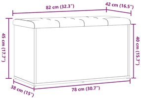 kézműves tölgy szerelt fa tárolópad 82x42x45 cm