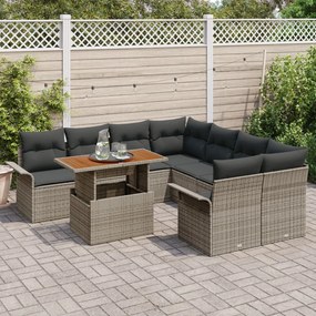 Kertibútor Szett 9 darabos Szürke Rattan Kerti szofa szett