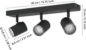 Eglo 901966 - Fürdőszobai spotlámpa CONSUMA 3xGU10/5W/230V IP44 fekete