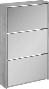 vidaXL szürke sonoma 3 szintes cipőszekrény tükörrel 63x17x102,5 cm