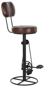 Barna bőr bárszék bicikli pedal design 118 cm háttámlával