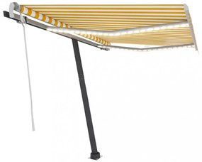 sárga és fehér kézzel kihúzható LED-es napellenző 350 x 250 cm