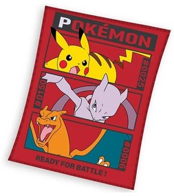 Carbotex Gyermek takaró Pokémon Pikachu MewToo ésCharizard, 110 x 140 cm