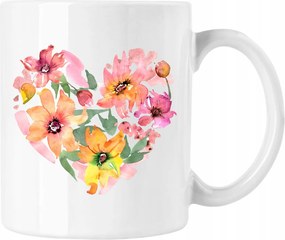 Virágos Szív Bögre Művészi Fehér 330ml