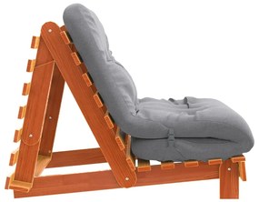 viaszbarna tömör fenyőfa futon kanapéágy matraccal 80x206x11 cm