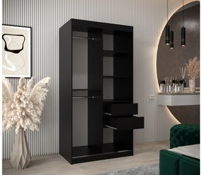 Ruhásszekrény 100 cm Toki (matt fekete + matt fekete). 1064794