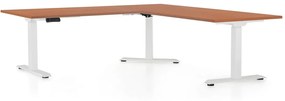 OfficeTech Angle állítható magasságú asztal, 180 + 120 cm, fehér alap, cseresznye