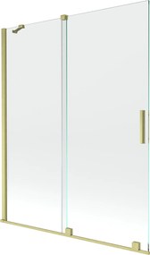 Mexen Velar, 2 szárnyas eltolható kádparaván 140 x 150 cm, 8mm átlátszó üveg, arany matt profil, 896-140-000-01-55