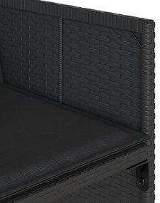 11 részes fekete polyrattan kerti étkezőgarnitúra párnákkal