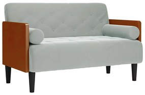 világosszürke bársony loveseat kanapé párnákkal 110 cm