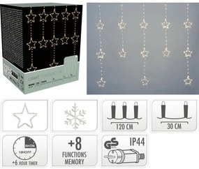 Kültéri fényfüggöny Snowflakes, 120x120cm, LED,meleg fehér, időzítő, 8 funkció, 120 cm