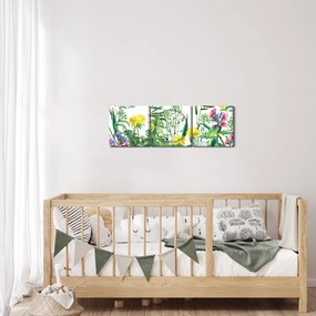Kép - Festett réti virágok (órával) (90x30 cm)
