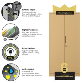 Zárható irodai szekrény JAN, 900 x 1850 x 400 mm, Fresh Style: bézs