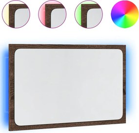 vidaXL barna tölgy szerelt fa LED-es fürdőszobatükör 60 x 8,5 x 38 cm