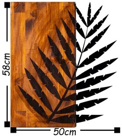 Fali dekoráció 58x50 cm fa/fém levél motívummal