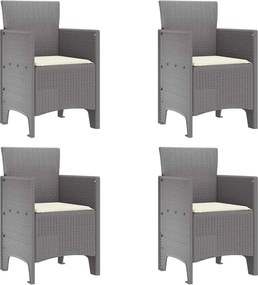 vidaXL Kerti Szék 4 pcs Világosszürke 53 x 49 x 85 cm Polipropilén