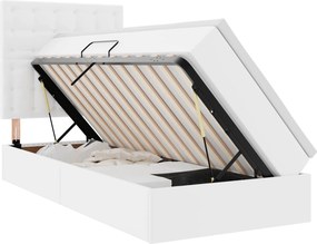 vidaXL Tárolós Ágy matracmal tárolóval Tiszta Fehér 90 x 200 cm Műbőr