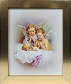 Vászonkép 30x25 Őrangyal Angyal Arany Keret