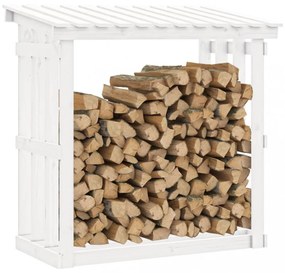 vidaXL fehér tömör fenyőfa tűzifatartó állvány 108x64,5x109 cm