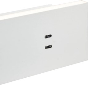 Modern, fehér, állítható fali lámpa USB-C csatlakozóval, LED-del - Modric