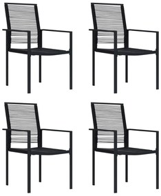 vidaXL 4 db fekete PVC rattan kerti szék