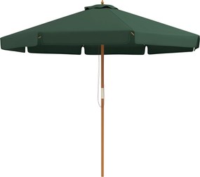 Outsunny Teraszernyő Ø325 cm Kerti Napernyő Pulley Rendszerrel, Szellőző Tetővel, 8 Bambusz Bordával és Fából Készült Tartóoszloppal Teraszra Zöld | A