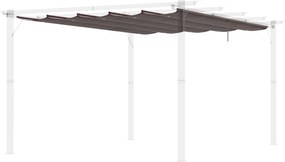 Outsunny Pergola Tető 3.5x2.6 m Húzható Csere Napernyő 10 Leeresztő Lyukkal Barna | Aosom