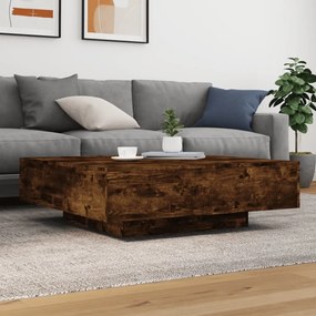 Füstös tölgy színű dohányzóasztal LED-lámpákkal 100x100x31 cm