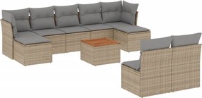 vidaXL 10 részes vegyes bézs polyrattan kerti ülőgarnitúra párnákkal