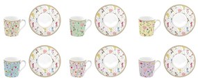 Virágos porcelán kávés csésze aljjal 6 db szett Coffee Mania Meadow Flowers