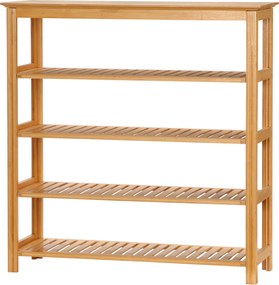 HOMCOM Cipőtartó, Cipőállvány 5 Szinten, Cipő Szervező max. 20 Pár Cipőhöz, Cipőshelf Bejárathoz, Előszobába, Bambusz, 80 x 29 x 82 cm, Természetes |