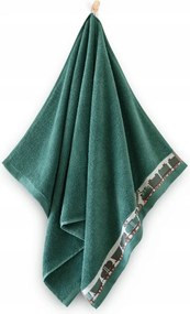 Gyerek kéztörlő egyiptomi pamut Vonatok 30x50 zöld