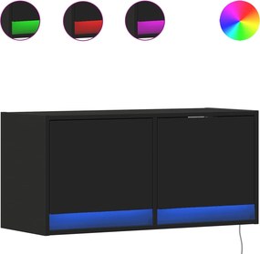 vidaXL fekete fali TV-szekrény LED-világítással 80x31x35 cm