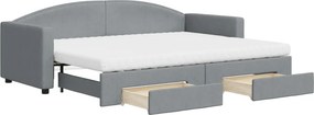 vidaXL világosszürke kihúzható szövet heverő fiókokkal 80 x 200 cm