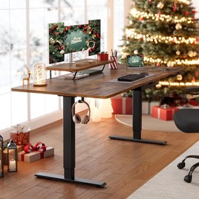 Magasságállítható íróasztal, 160 x 80 cm, vintage barna