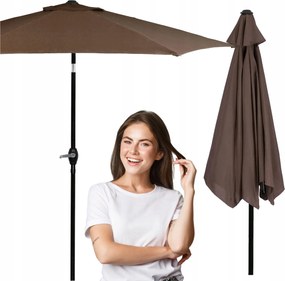 Nagy Összecsukható Kerti Napernyő Barna Törhető Erős 260cm Hajtókarral Tömör