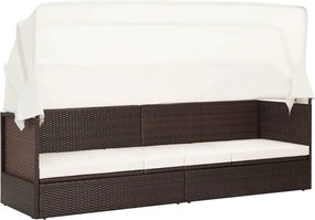 vidaXL barna polyrattan kerti kanapé napellenzővel