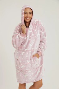 Sötétben világító takaró ujjal és kapucnival - Rózsaszín
