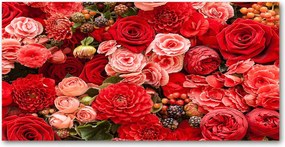 Konyhai panel Piros virágok 140x70 cm Ragasztó