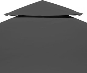 antracitszürke kétszintes pavilon tetőponyva 310 g/m² 4 x 3 m