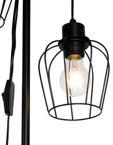 Rusztikus állólámpa fekete fával, 2-lámpás - Stronk