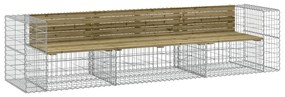 vidaXL tömör impregnált fenyőfa gabion kerti pad 287 x 71 x 65,5 cm