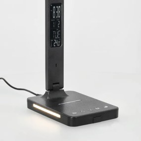 LED Dimmelhető lámpa vezeték nélküli QI töltéssel, kijelzővel és USB porttal LED/7W/230V 3000-6000K