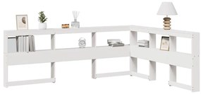 Könyvespolc fejtámla L-alakú fehér 140 cm tömör fa fenyőfa