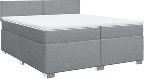 vidaXL világosszürke szövet rugós ágy matraccal 200 x 200 cm