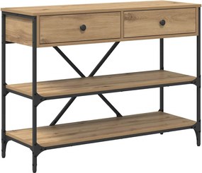 vidaXL Konzolasztal fiókkal polcokkal Barna 100 x 34,5 x 75 cm faszínű