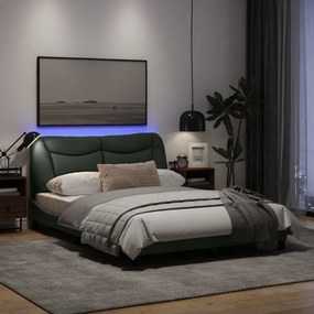sötétszürke szövet ágykeret LED-es matrac nélkül 140x200 cm