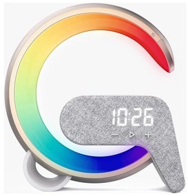 Immax 08986L-LED RGB Dimmelhető lámpa ébresztőórával és Qi töltéssel 30W/230V arany